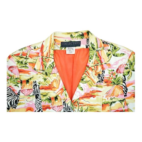 Collection Harve Bernard Women's Jacket Zebra Statement Silk Lining Size 16 - Picture 6 of 8